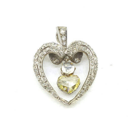 Antique Old Cut Diamond Heart Pendant