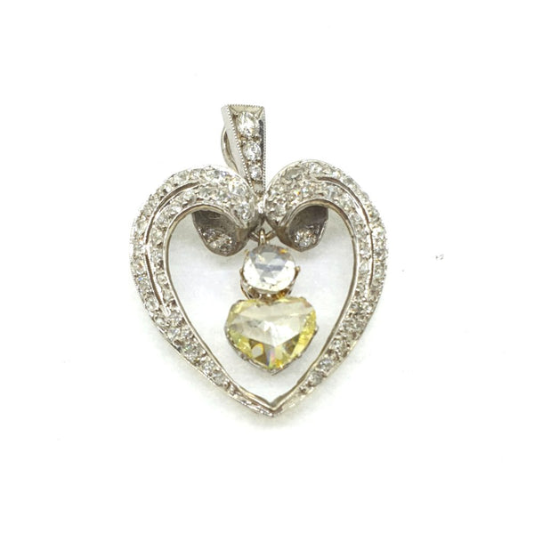 Antique Old Cut Diamond Heart Pendant