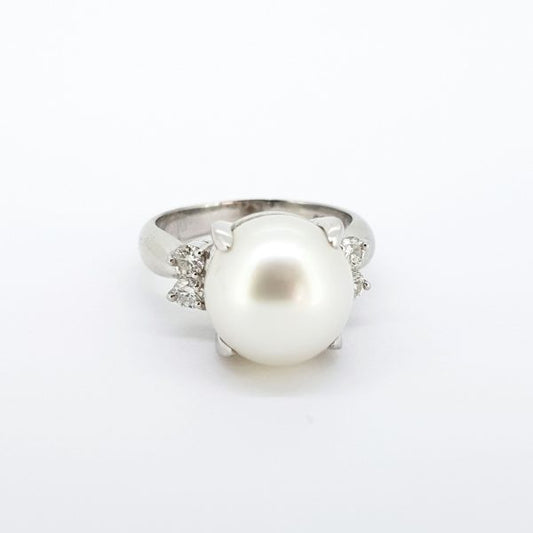 Southsea Pearl and Diamond Ring in Platinum