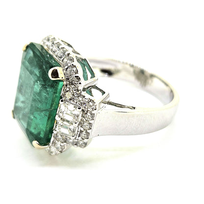 6.91ct Emerald and Diamond Cluster Dress Ring in 18ct Gold