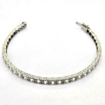 Art Deco 7.60ct Diamond Line Bracelet in White Gold