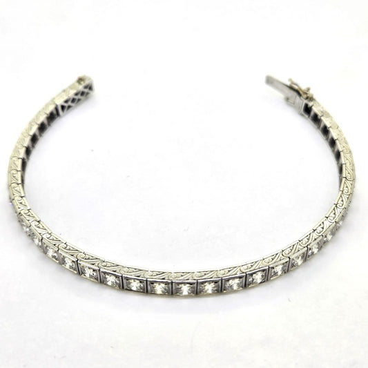 Art Deco 7.60ct Diamond Line Bracelet in White Gold