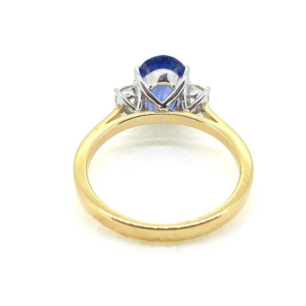2.84ct Oval Sapphire and Diamond Three Stone Engagement Ring