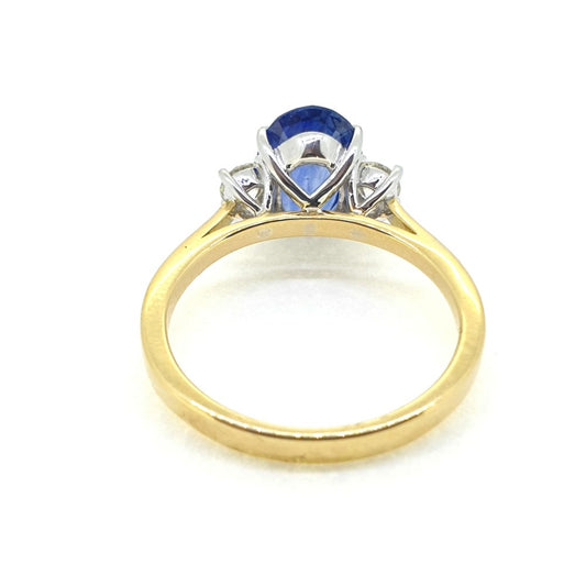 2.84ct Oval Sapphire and Diamond Three Stone Engagement Ring