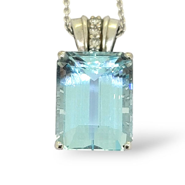 Large vintage Aquamarine and diamond pendant