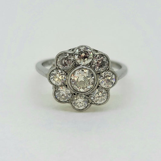 1.65ct Diamond Daisy Flower Cluster Engagement Ring in Platinum