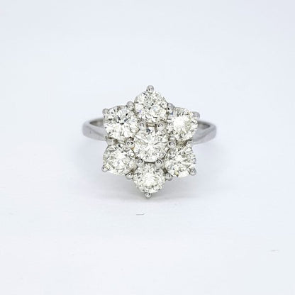 Diamond Daisy Flower Cluster Ring, 2.30 carat total