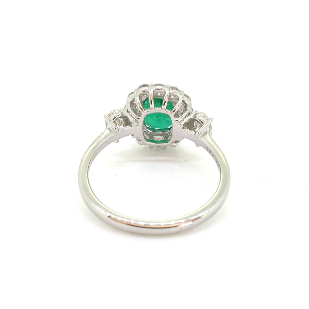 1.25ct Emerald and Diamond Cluster Engagement Ring