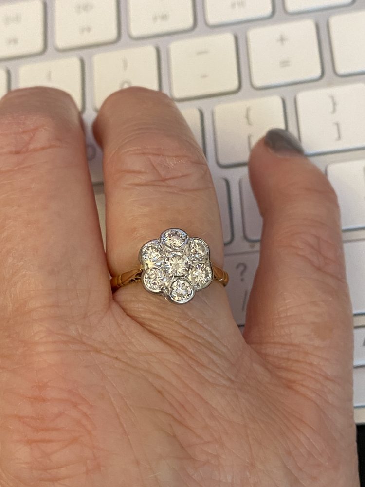 Vintage 1ct Diamond Daisy Cluster Ring