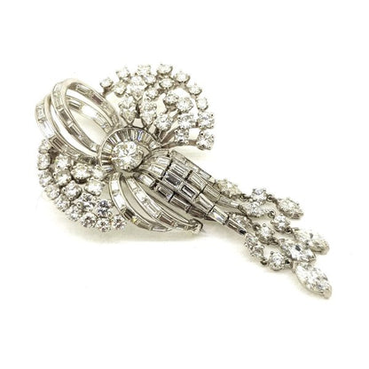 Vintage 1940's Diamond and Platinum Floral Spray Brooch