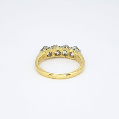 Modern Four Stone Diamond Ring in 18ct Yellow Gold, 1.25 carats