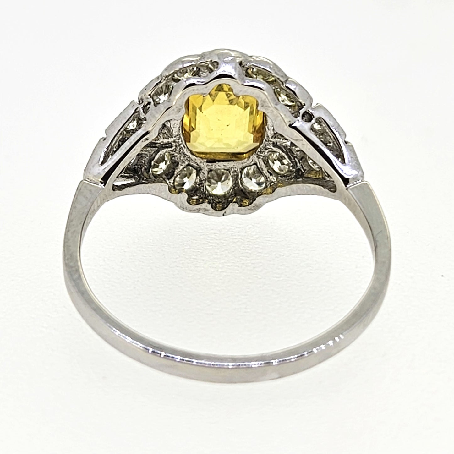 Yellow Sapphire and Diamond Cluster Ring Ys1.40 D.65 platinum
