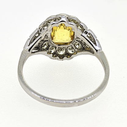 Yellow Sapphire and Diamond Cluster Ring Ys1.40 D.65 platinum