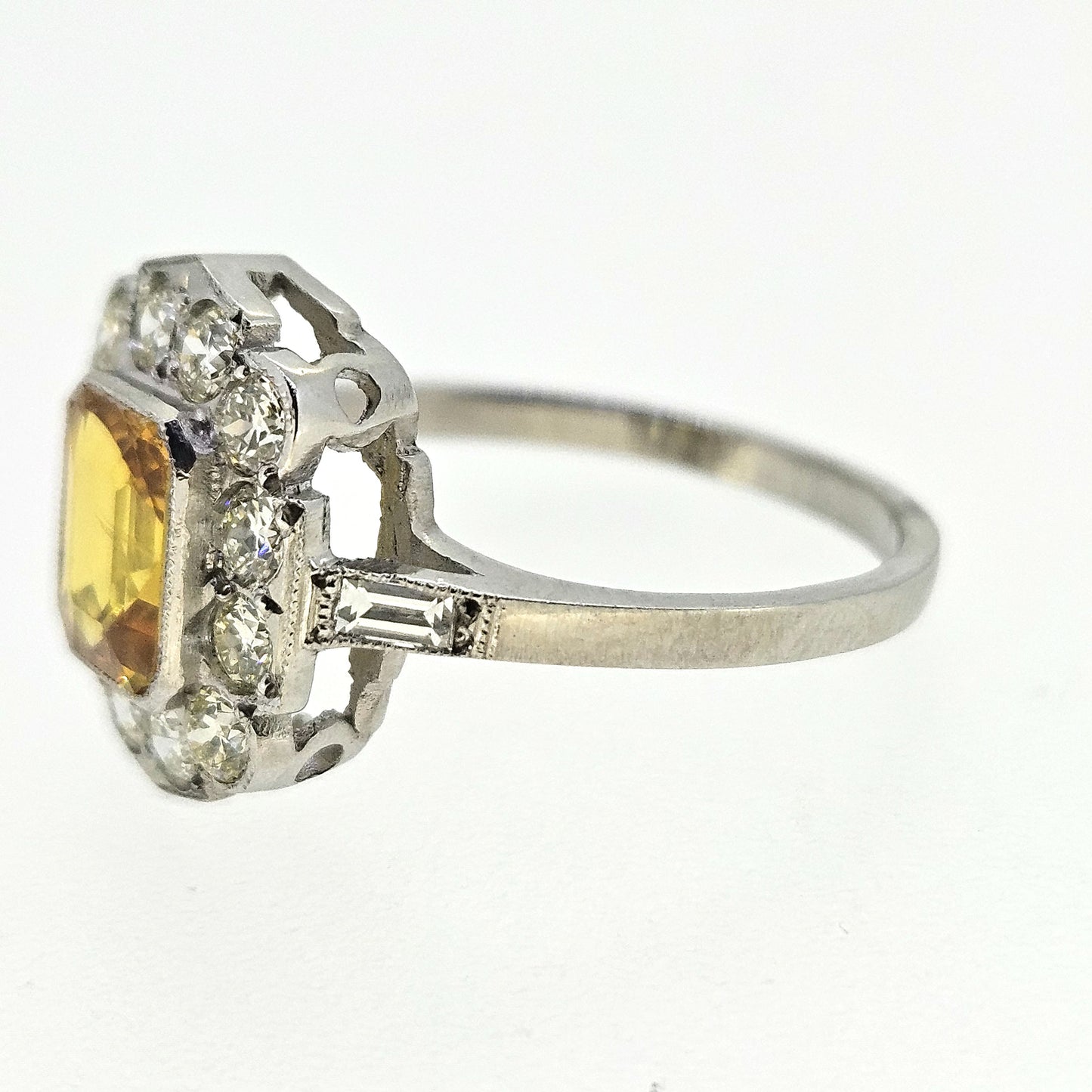 Yellow Sapphire and Diamond Cluster Ring D0.75 Ys1.71 Platinum