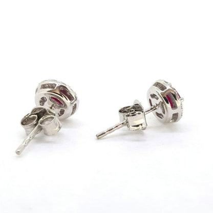 0.96ct Ruby and Diamond Cluster Stud Earrings