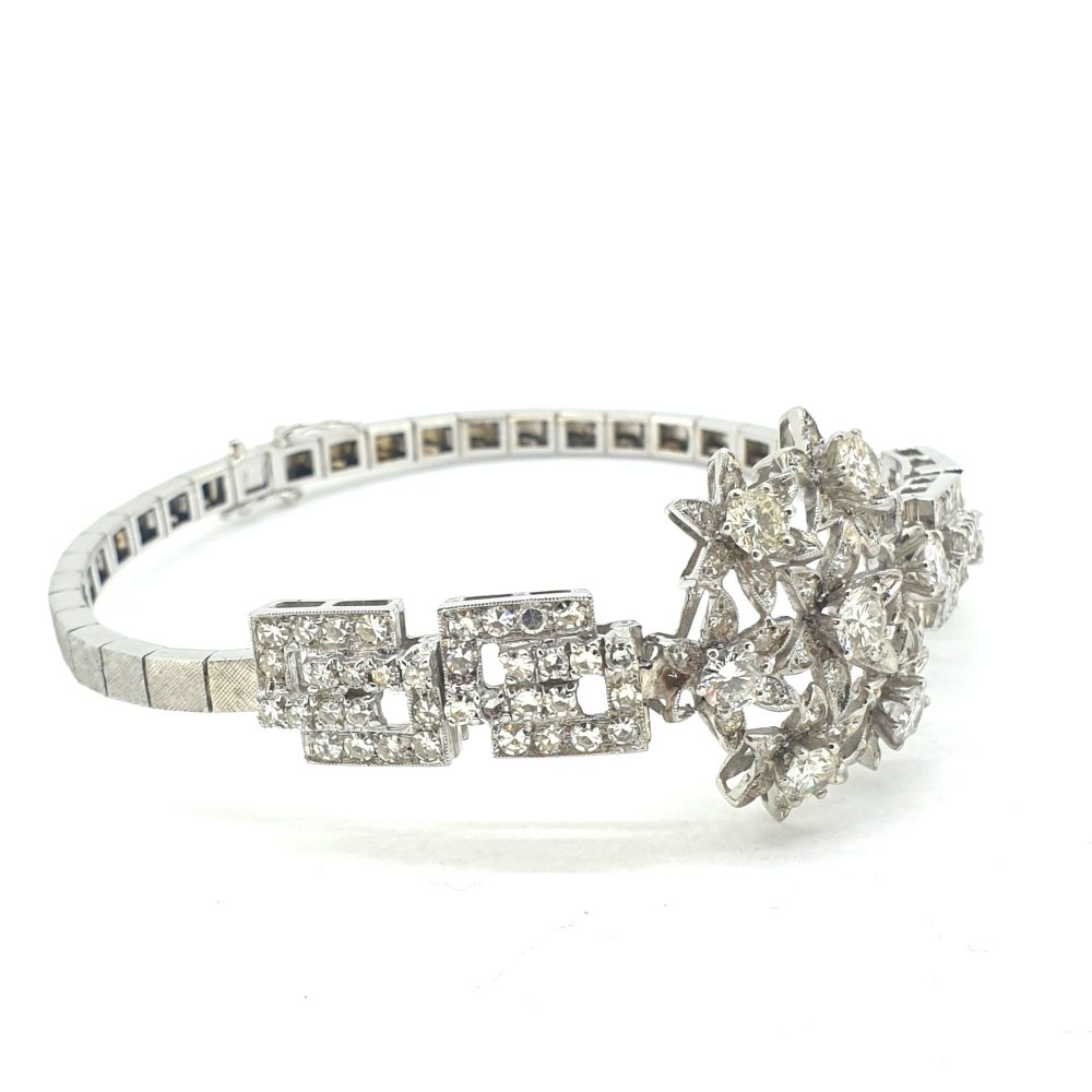 Diamond Flower Cluster Bracelet, 3.50 carat total