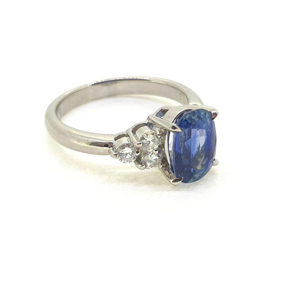 2.33ct Oval Sapphire and Diamond Engagement Ring in 18ct White Gold