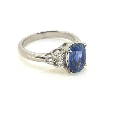 2.33ct Oval Sapphire and Diamond Engagement Ring in 18ct White Gold