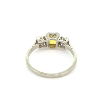 1.25ct Yellow Sapphire and Diamond Trilogy Ring in Platinum