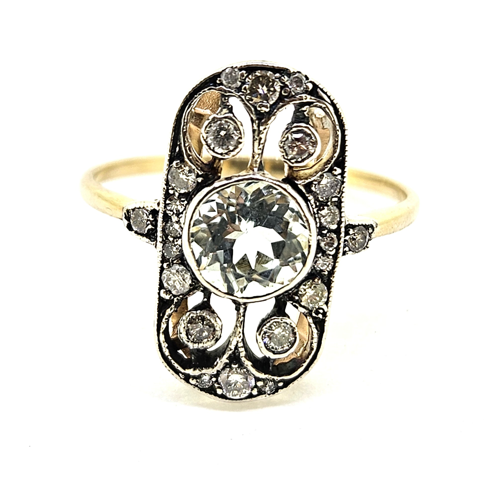 1ct Aquamarine and Diamond Cluster Plaque Ring