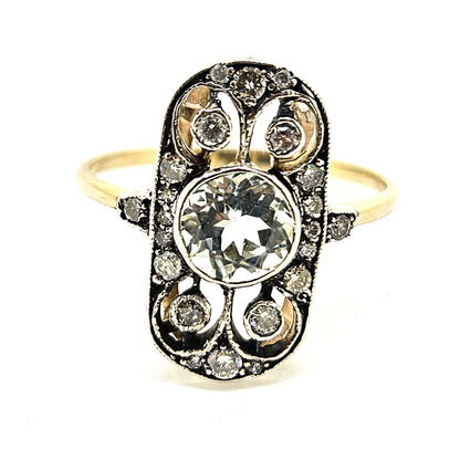 1ct Aquamarine and Diamond Cluster Plaque Ring