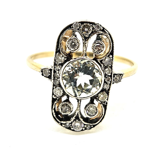 1ct Aquamarine and Diamond Cluster Plaque Ring