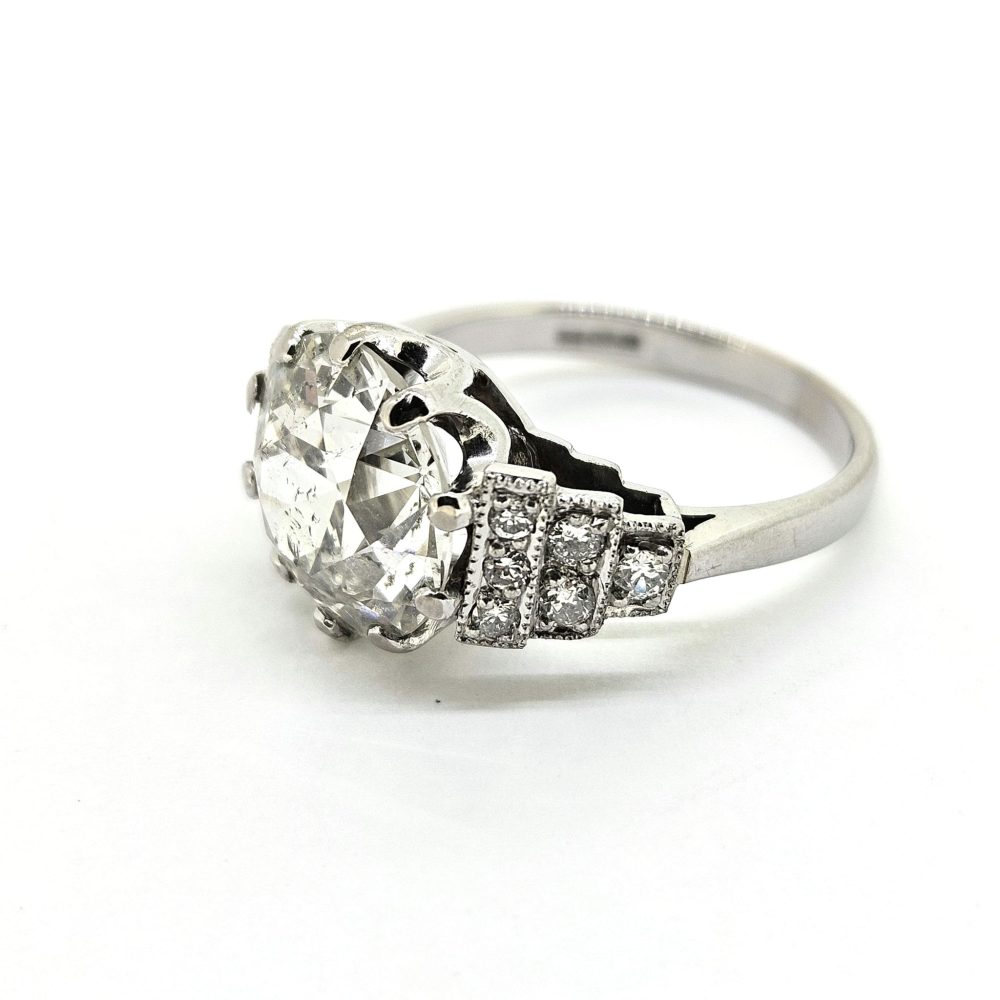 Vintage 4.20ct Old Cut Diamond Solitaire Engagement Ring