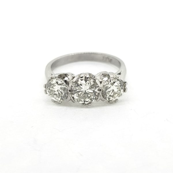 Diamond Three Stone Ring in Platinum, 2.40 carat total