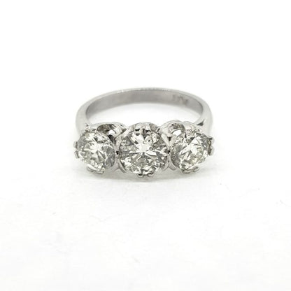Diamond Three Stone Ring in Platinum, 2.40 carat total