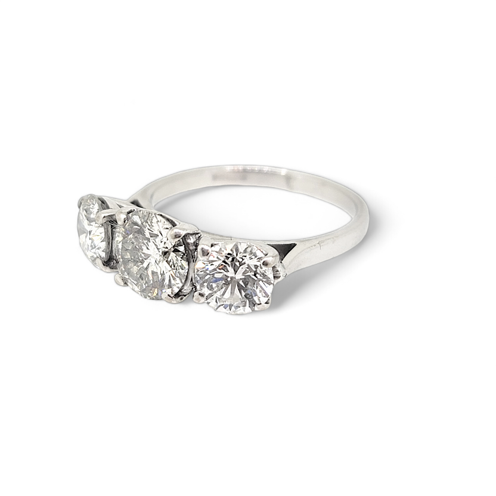 Traditional 3.14ct Diamond Three Stone Engagement Ring in 18ct
