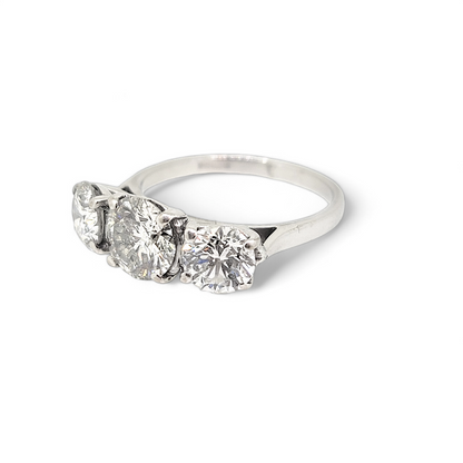 Traditional 3.14ct Diamond Three Stone Engagement Ring in 18ct