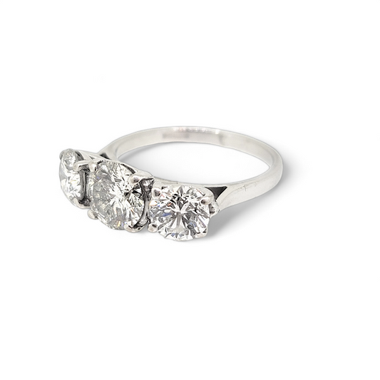 Traditional 3.14ct Diamond Three Stone Engagement Ring in 18ct