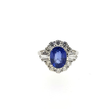 3.37ct Sapphire and Diamond Cluster Dress Ring