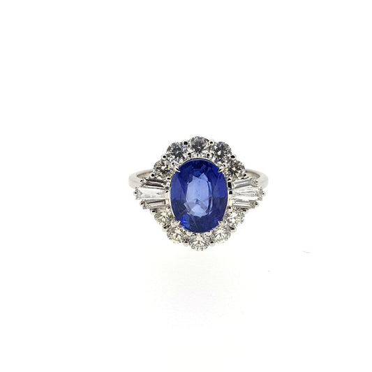 3.37ct Sapphire and Diamond Cluster Dress Ring