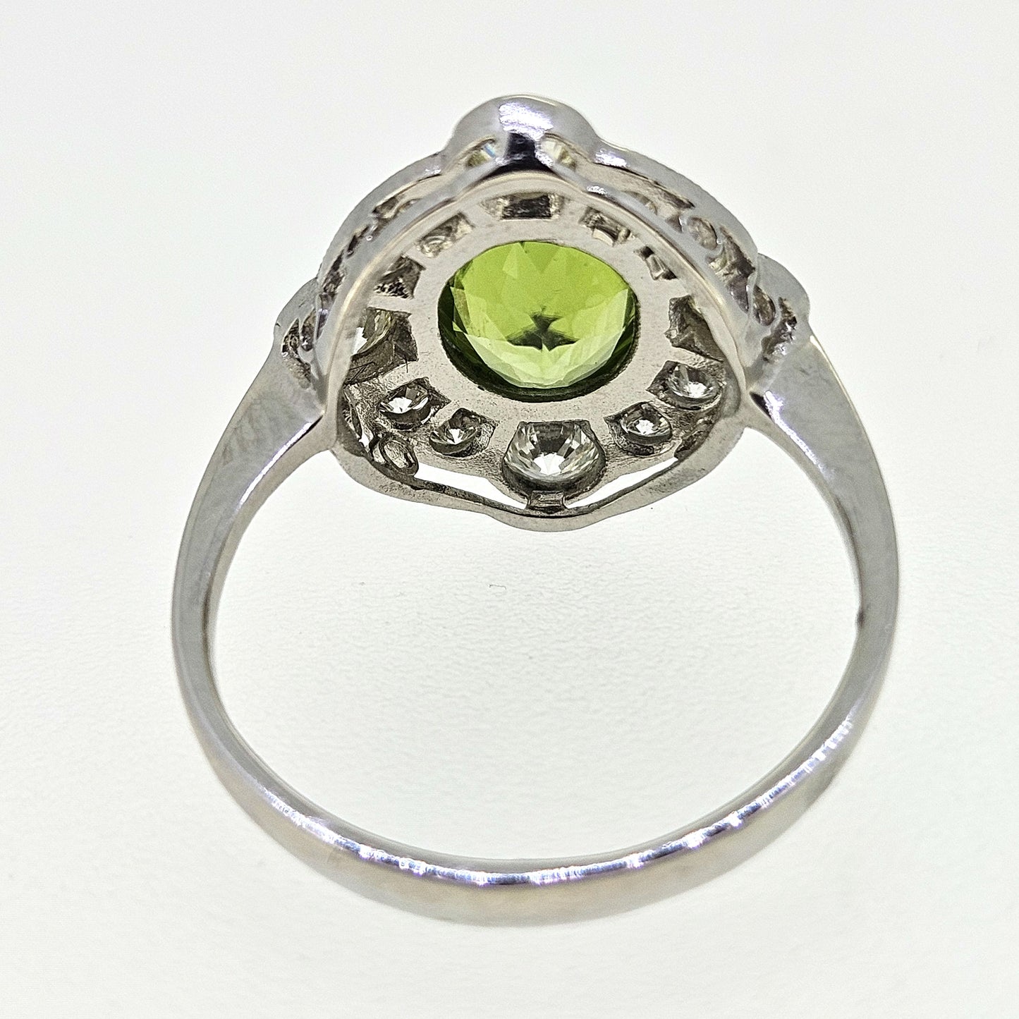 Peridot and Diamond Cluster Ring D.95 P1.50 Platinum