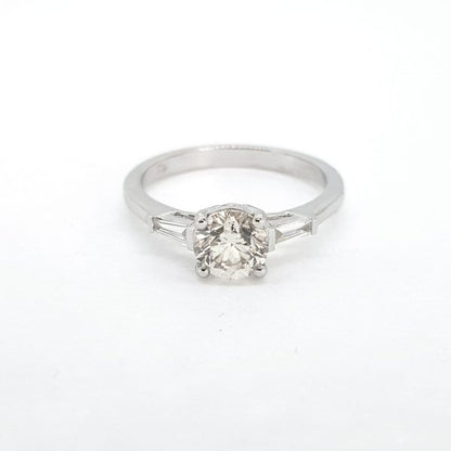 1.09ct Diamond Solitaire Engagement Ring with Baguette Shoulders