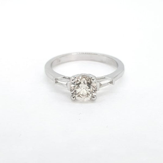 1.09ct Diamond Solitaire Engagement Ring with Baguette Shoulders
