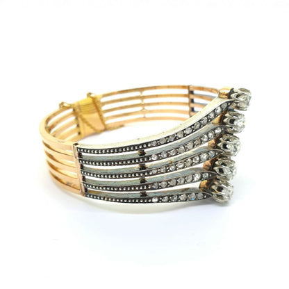 Antique French Old Cut Diamond Bangle Bracelet