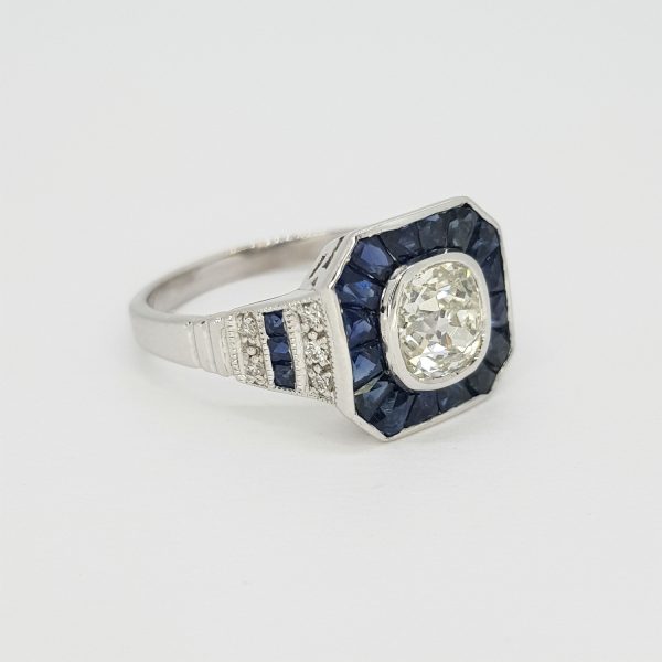 1.20ct Diamond and Sapphire Calibre Cluster Target Ring
