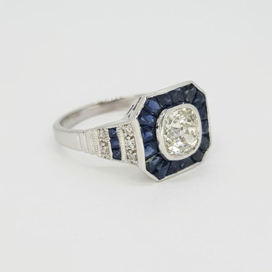 1.20ct Diamond and Sapphire Calibre Cluster Target Ring