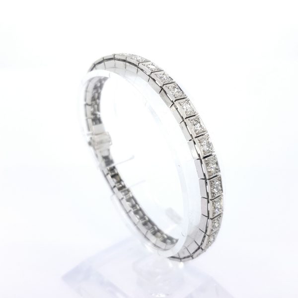 Diamond Line Bracelet in 18ct White Gold, 4.00 carat total