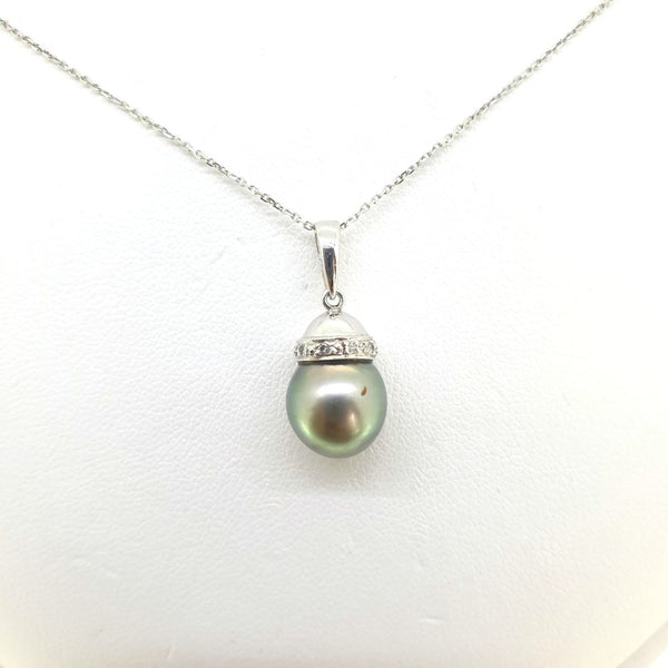 Grey Pearl and Diamond Pendant