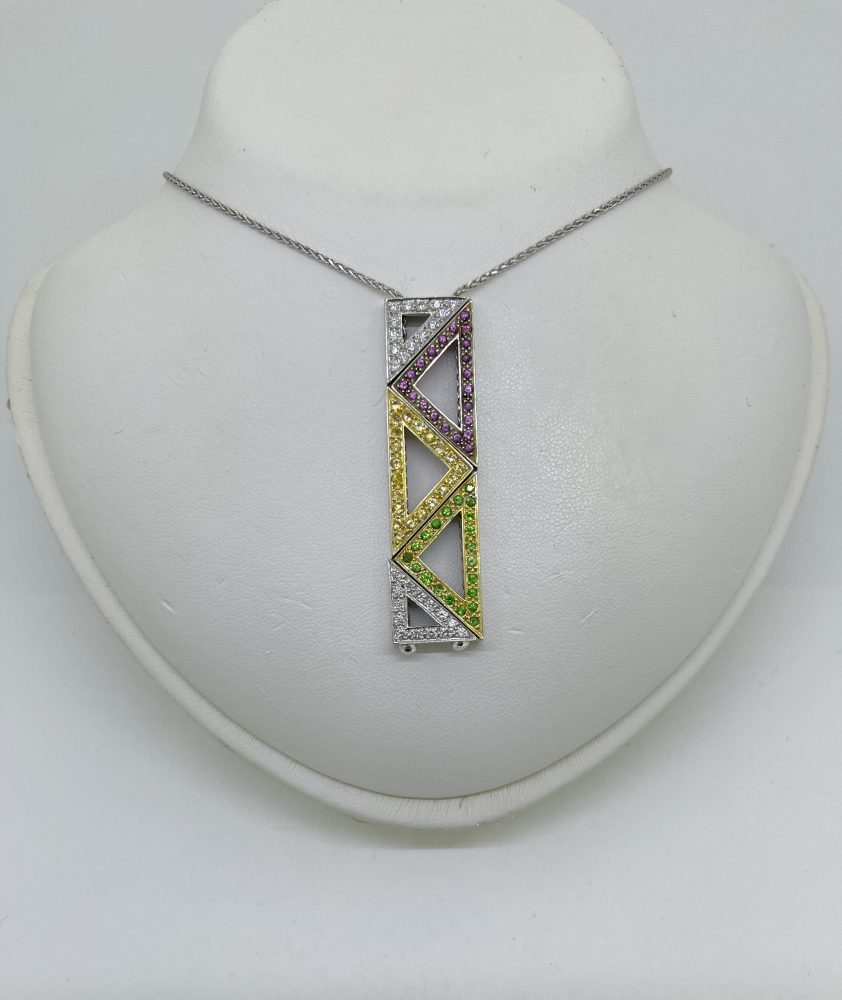 Contemporary Abstract Multi Gemstone Pendant