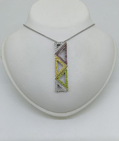 Contemporary Abstract Multi Gemstone Pendant