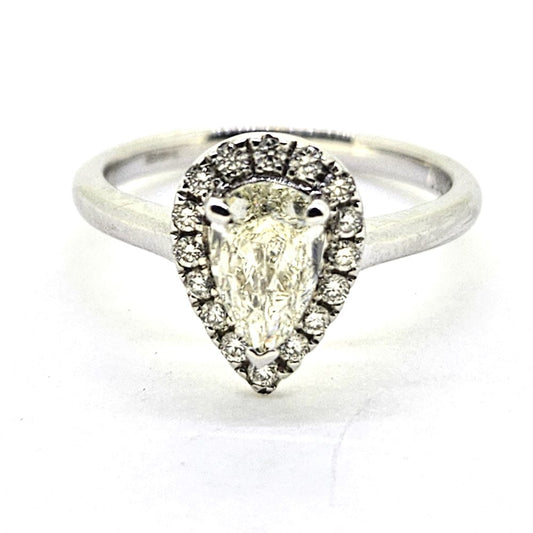0.78ct Pear Shape Diamond Halo Cluster Engagement Ring