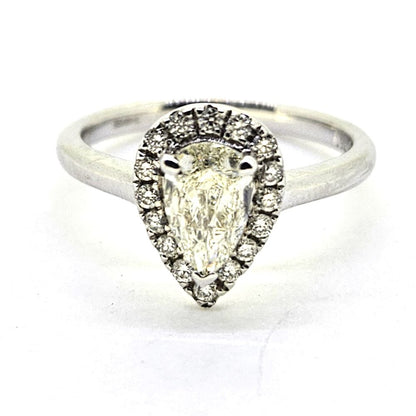 0.78ct Pear Shape Diamond Halo Cluster Engagement Ring