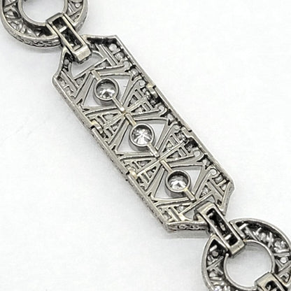Art Deco 3.50ct Old Cut Diamond Bracelet in 18ct White Gold
