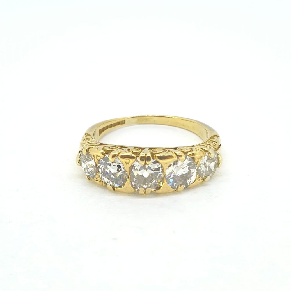 Antique Style 1.50ct Old Cut Diamond Five Stone Ring