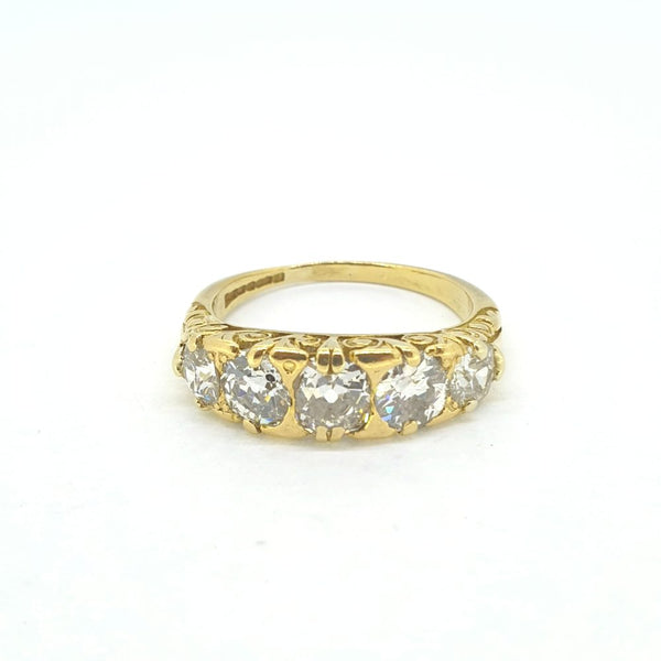 Antique Style 1.50ct Old Cut Diamond Five Stone Ring