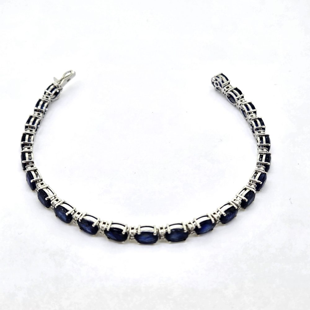 Oval Sapphire and Diamond Line Bracelet, 23.01 carats